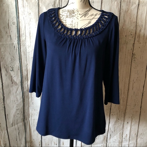 AGB Tops - PREOWNED AGB DARK BLUE TOP - USED GOOD CONDITION